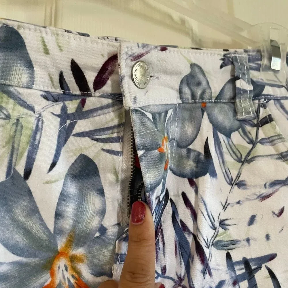 Westport Size 8 Skort Skirt Tropical Summer Wear Blue White Palm Tree